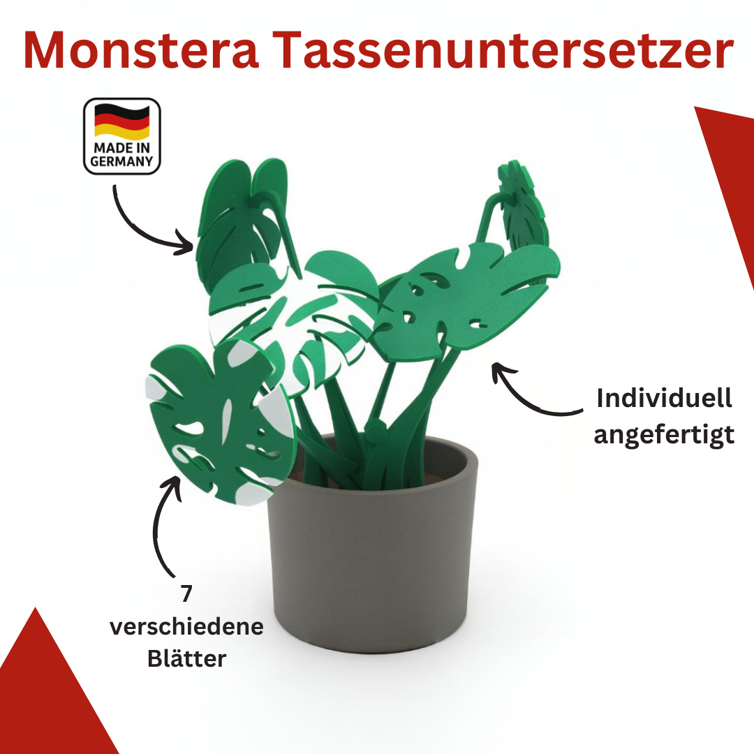 Monstera mit magnetischen Blättern als Tassenuntersetzer - Deko