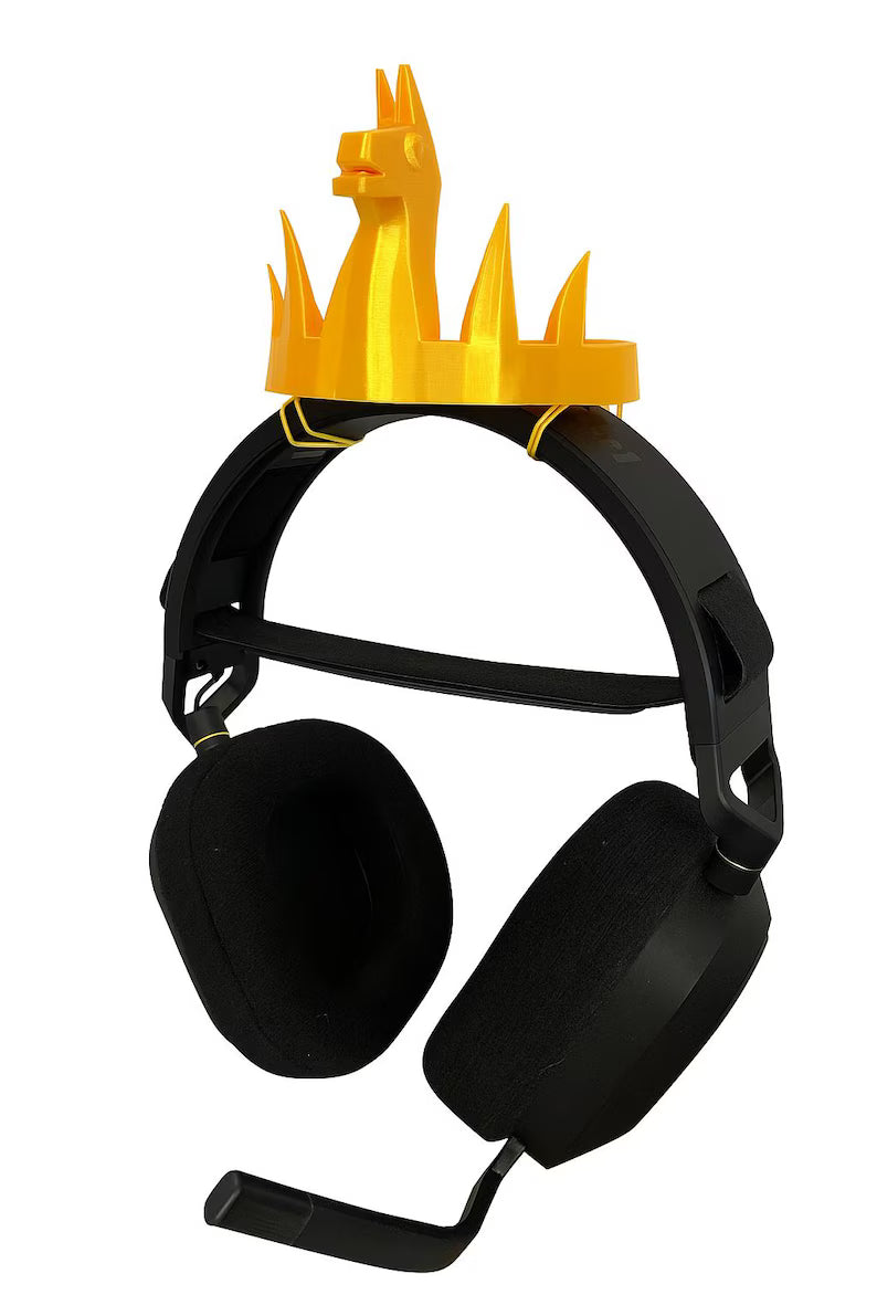 Victory Crown für Gaming Headsets | Goldene Headset Krone | Battle Royale Gaming Deko | Streamer Zubehör | 3D Druck | Gamer Geschenk