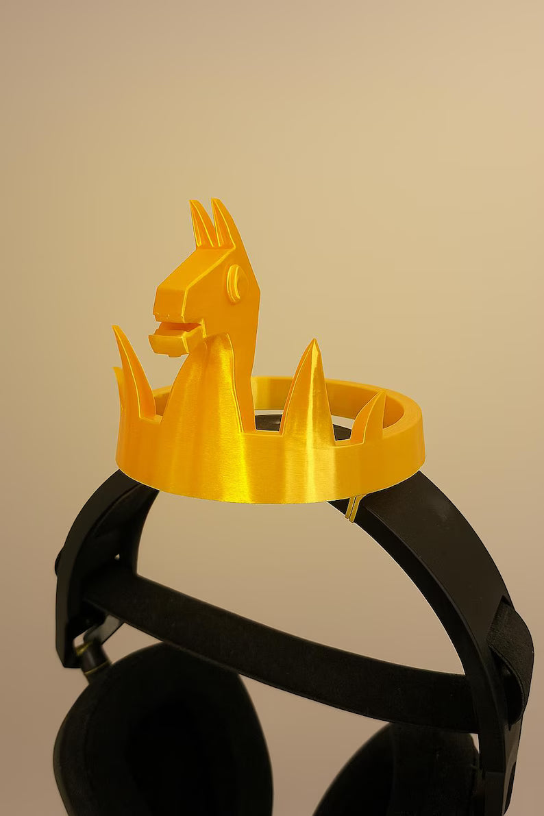 Victory Crown für Gaming Headsets | Goldene Headset Krone | Battle Royale Gaming Deko | Streamer Zubehör | 3D Druck | Gamer Geschenk