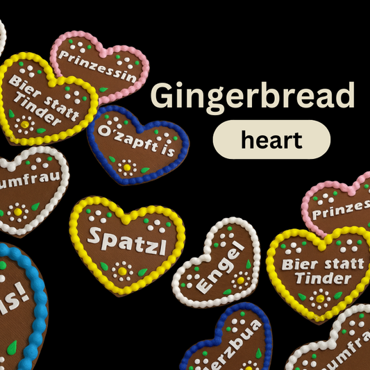 Oktoberfest Lebkuchenherzen 3D-Druck – personalisierbare Anstecker mit 5 Farben