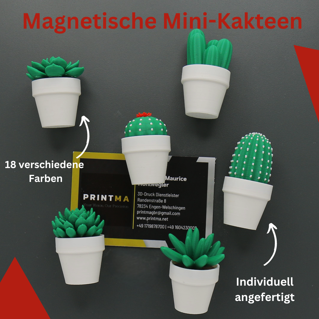 Magnetische Mini-Kakteen – Pflanzenmagnete, individuelle Farbwahl, Deko für Kühlschrank & Büro, perfektes Geschenk, 3D-Druck