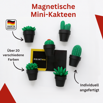 Magnetische Mini-Kakteen – Pflanzenmagnete, individuelle Farbwahl, Deko für Kühlschrank & Büro, perfektes Geschenk, 3D-Druck