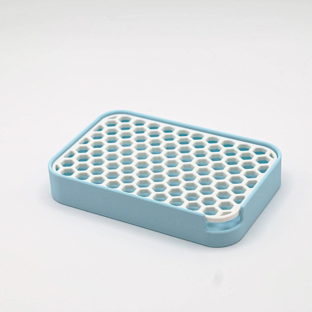 Moderne Seifenschale mit Abtropfgitter | Seifenhalter mit 4 Gitterdesigns | Badezimmer Deko | 3D Druck | Japandi & Skandi
