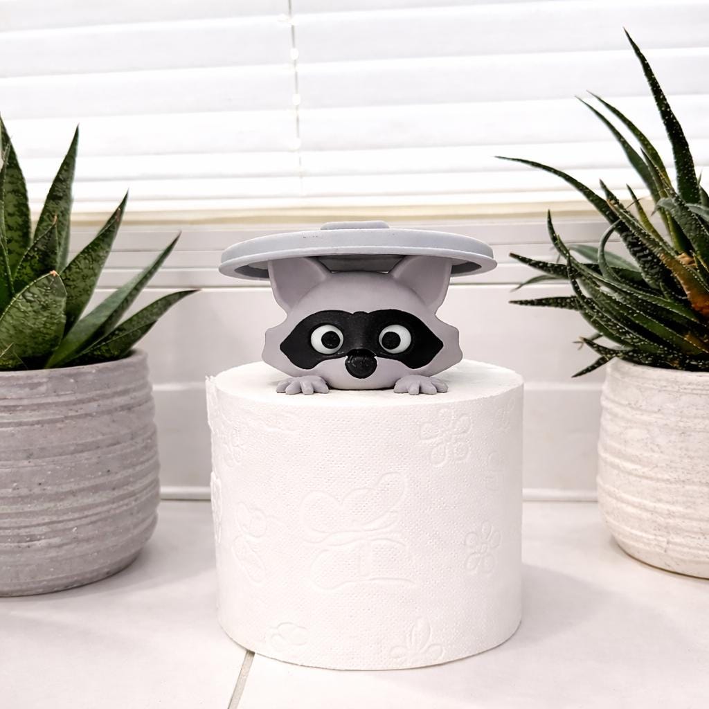 Waschbär Toilettenpapierhalter | Lustiger Klopapierhalter | WC Rollenhalter Waschbär | Badezimmer Deko | Geschenkidee | 3D Druck