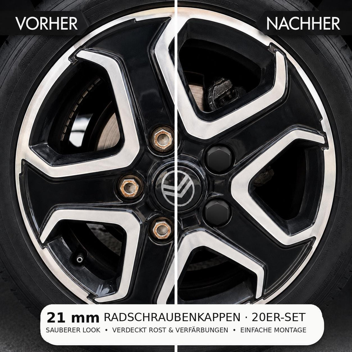 20x Radschraubenkappen 21 mm passend für Pössl Wohnmobil | Felgen Abdeckkappen | Schraubenkappen für Camper & Auto