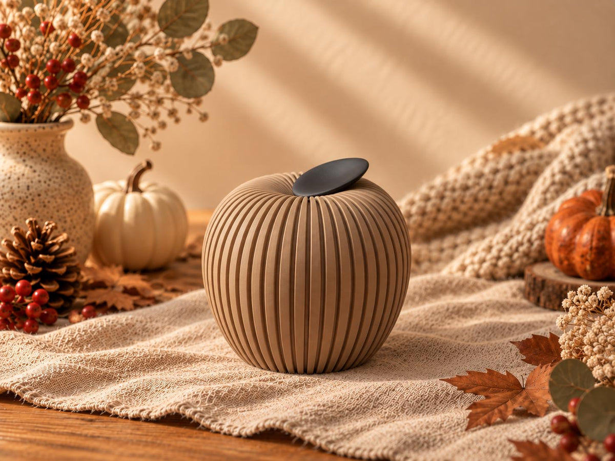 Deko Apfel mit Rillenstruktur, moderne Herbstdeko aus PLA, Skandi Tischdeko, 3D gedruckte Wohnaccessoires