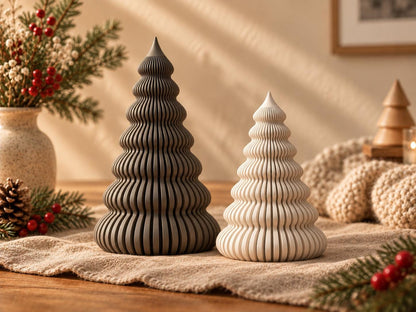 Deko Weihnachtsbaum mit Rillenstruktur, moderne Weihnachtsdeko aus PLA, Skandi Winterdeko, 3D Druck