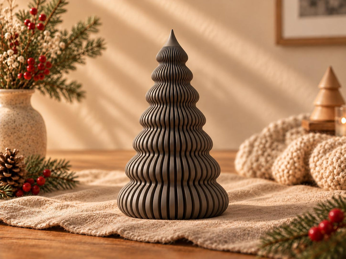 Deko Weihnachtsbaum mit Rillenstruktur, moderne Weihnachtsdeko aus PLA, Skandi Winterdeko, 3D Druck