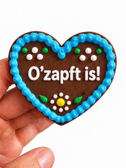 Lebkuchenherz Anstecker personalisiert | Oktoberfest Herz mit Wunschtext | Wiesn Trachten Accessoire | Dirndl Lederhose | 3D Druck