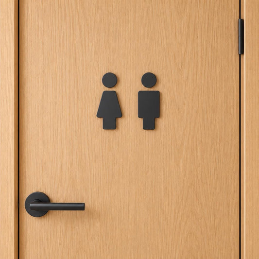 WC Türschild Set Mann / Frau | Minimalistische Toilettenschilder | Badezimmer & Gäste WC Deko | 3D Druck | 4 Größen