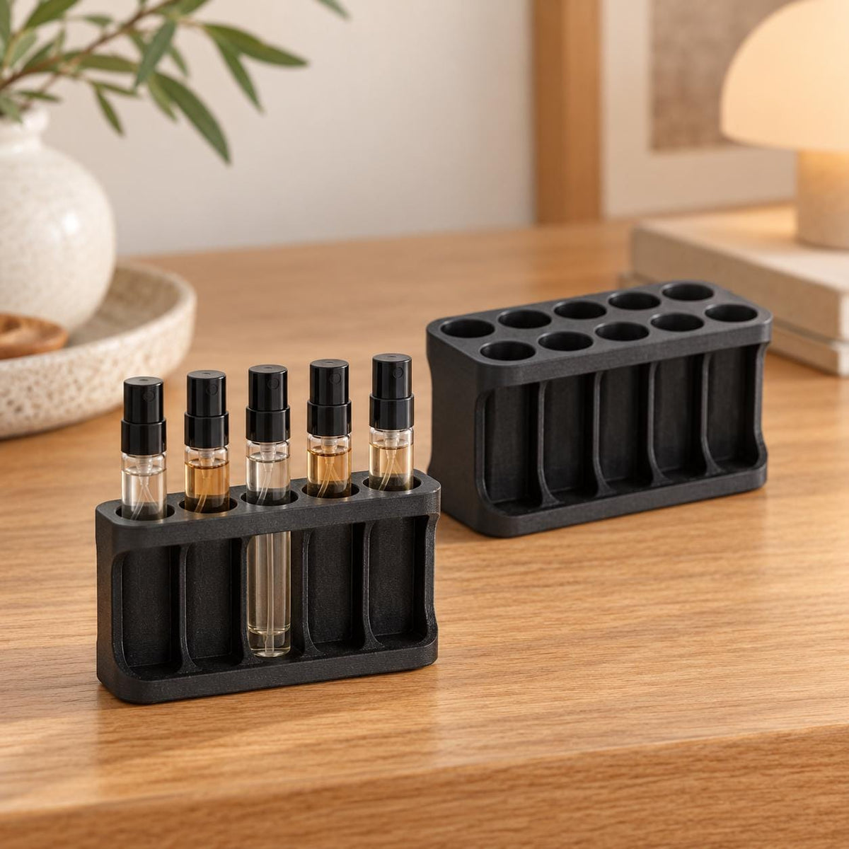 Parfümproben Halter für 5 Duftproben | Parfüm Organizer | Aufbewahrung für Parfumproben | Schminktisch Deko | 3D Druck