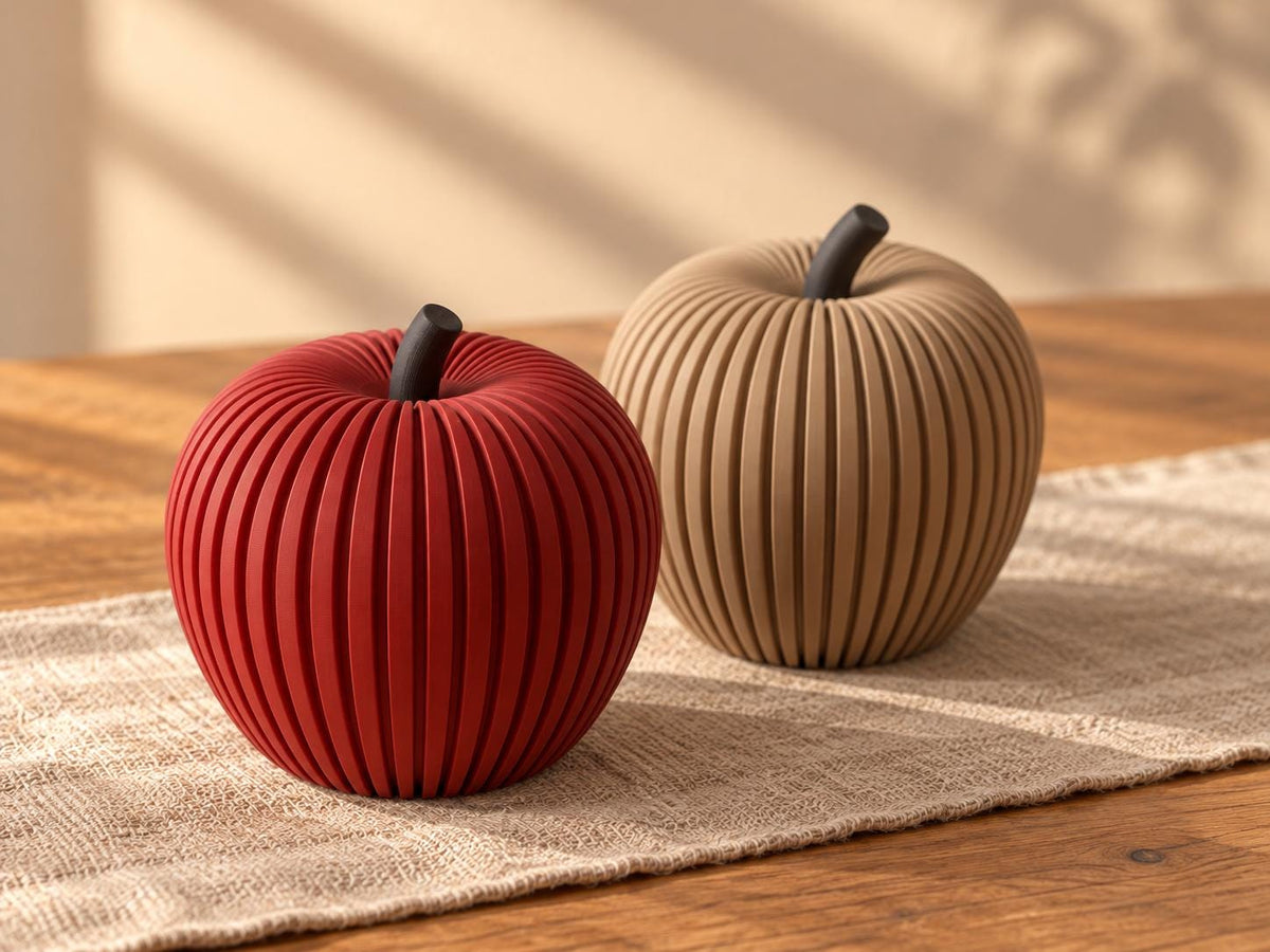 Deko Apfel mit Rillenstruktur, moderne Herbstdeko aus PLA, Skandi Tischdeko, 3D gedruckte Wohnaccessoires