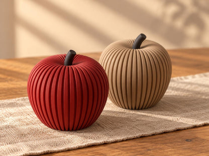 Deko Apfel mit Rillenstruktur, moderne Herbstdeko aus PLA, Skandi Tischdeko, 3D gedruckte Wohnaccessoires