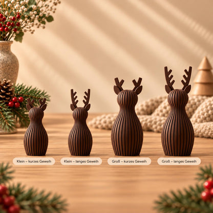 Deko Rentier mit Rillenstruktur, moderne Weihnachtsdeko, Skandi Winterdeko, 3D Druck aus PLA