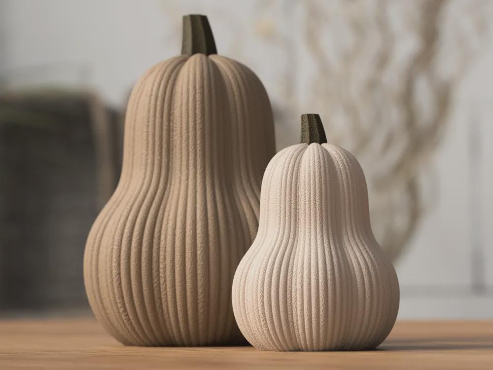 Butternut-Kürbis aus PLA, gerippte Herbstdeko, 24 Farben