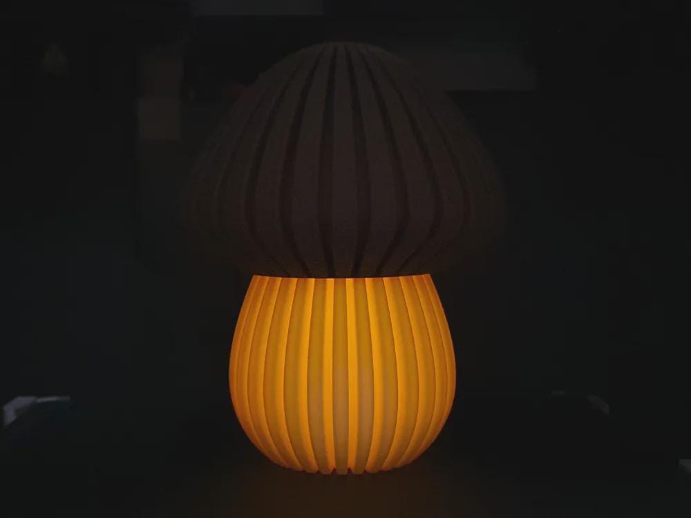 Pilz-Teelichthalter aus PLA, gerippte Herbstdeko, 3 Größen