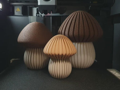 Pilz-Teelichthalter aus PLA, gerippte Herbstdeko, 3 Größen