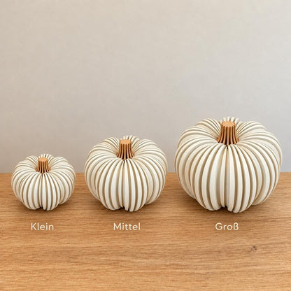 Halloween Kürbis Deko | Moderner 3D Kürbis mit LED Teelicht | Herbstdeko mit Rillenstruktur | Japandi & Skandi Deko